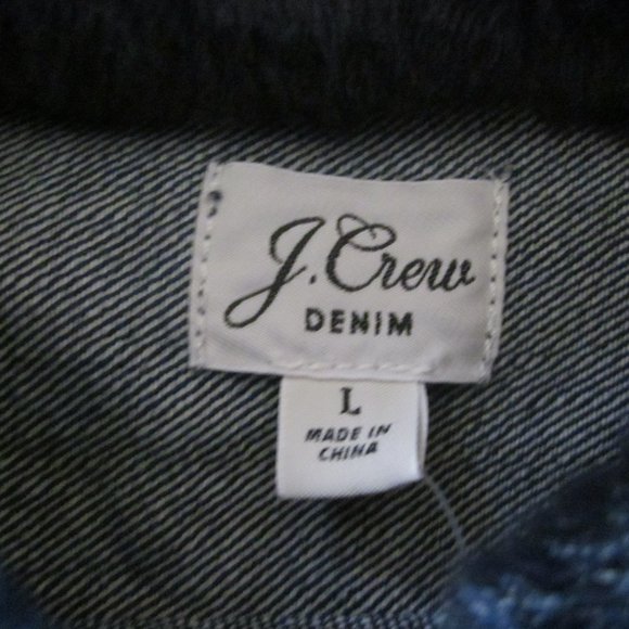 J. Crew Jacket L Classic Denim with Faux Fur Blue - Picture 3 of 10